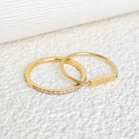 Simple Style Classic Style Solid Color 304 Stainless Steel Gold Plated Zircon Rings In Bulk main image 6