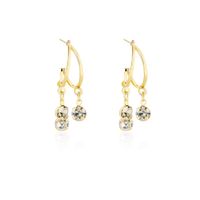 1 Pair Simple Style Classic Style Solid Color Plating Inlay Iron Rhinestones Gold Plated Drop Earrings main image 3