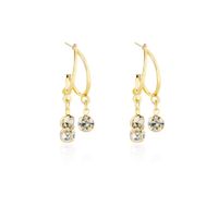 1 Pair Simple Style Classic Style Solid Color Plating Inlay Iron Rhinestones Gold Plated Drop Earrings sku image 1