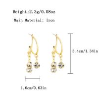 1 Paire Style Simple Style Classique Couleur Unie Placage Incruster Le Fer Strass Plaqué Or Boucles D'oreilles main image 2