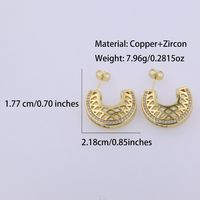 1 Pair Glam Simple Style Semicircle Plating Inlay Copper Zircon 18K Gold Plated Ear Studs main image 5