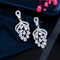 1 Pair Casual Elegant Plant Flower Plating Inlay Copper Zircon White Gold Plated Drop Earrings main image 4
