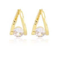 1 Pair Elegant Simple Style Solid Color Plating Inlay Iron Rhinestones Gold Plated Earrings main image 3
