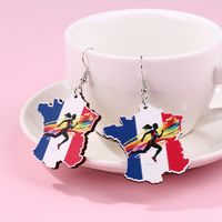1 Pair Classic Style Artistic Color Block Painted Lacquer Painting Wood Drop Earrings main image 5
