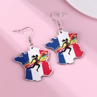 1 Pair Classic Style Artistic Color Block Painted Lacquer Painting Wood Drop Earrings main image 1