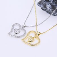 Copper 18K Gold Plated White Gold Plated Elegant Sweet Plating Inlay Heart Shape Zircon Pendant Necklace main image 1