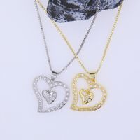 Copper 18K Gold Plated White Gold Plated Elegant Sweet Plating Inlay Heart Shape Zircon Pendant Necklace main image 4