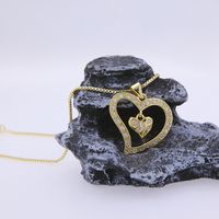 Copper 18K Gold Plated White Gold Plated Elegant Sweet Plating Inlay Heart Shape Zircon Pendant Necklace main image 3