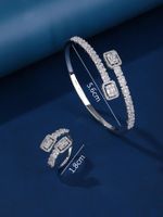 Kupfer Elegant Dame Inlay Quadrat Zirkon Ringe Armbänder sku image 1