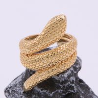 Cobre Chapados en oro de 18k Hip Hop Retro Estilo De Moda Enchapado Serpiente Anillos Abiertos main image 6