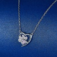 Sterling Silver White Gold Plated Simple Style Classic Style Inlay Heart Shape Zircon Pendant Necklace main image 4
