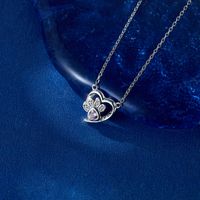 Sterling Silver White Gold Plated Simple Style Classic Style Inlay Heart Shape Zircon Pendant Necklace main image 6