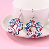 1 Pair Hip-Hop Vintage Style Ditsy Floral Digital Printing Printing Wood Drop Earrings main image 2