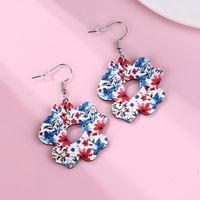 1 Pair Hip-Hop Vintage Style Ditsy Floral Digital Printing Printing Wood Drop Earrings main image 6