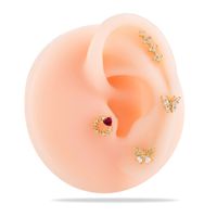 1 Piece Ear Cartilage Rings & Studs Simple Style Classic Style Heart Shape Flower Butterfly Copper Inlay Zircon Ear Cartilage Rings & Studs main image 5