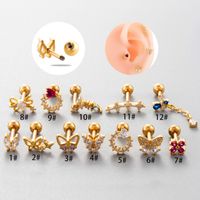 1 Piece Ear Cartilage Rings & Studs Simple Style Classic Style Heart Shape Flower Butterfly Copper Inlay Zircon Ear Cartilage Rings & Studs main image 2