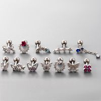 1 Piece Ear Cartilage Rings & Studs Simple Style Classic Style Heart Shape Flower Butterfly Copper Inlay Zircon Ear Cartilage Rings & Studs main image 4