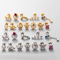 1 Piece Ear Cartilage Rings & Studs Simple Style Classic Style Heart Shape Flower Butterfly Copper Inlay Zircon Ear Cartilage Rings & Studs main image 3