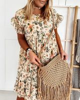 Women's Regular Dress Vacation Round Neck Short Sleeve Ditsy Floral Midi Dress Weekend Daily Lawn main image 2