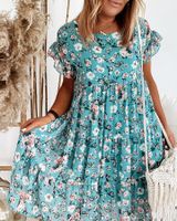 Women's Regular Dress Vacation Round Neck Short Sleeve Ditsy Floral Midi Dress Weekend Daily Lawn main image 3