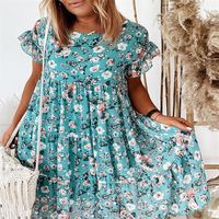Women's Regular Dress Vacation Round Neck Short Sleeve Ditsy Floral Midi Dress Weekend Daily Lawn main image 7