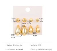 1 Set Basic Simple Style Classic Style Round Water Droplets CCB Ear Studs main image 2