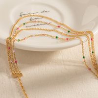 304 Stainless Steel 18K Gold Plated Simple Style Classic Style Enamel Plating Color Block Layered Necklaces main image 2