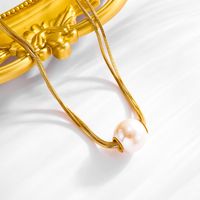 Edelstahl 304 18 Karat Vergoldet Einfacher Stil Klassischer Stil Überzug Einfarbig Halskette Mit Anhänger main image 2