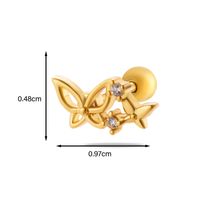 1 Piece Ear Cartilage Rings & Studs Simple Style Classic Style Heart Shape Flower Butterfly Copper Inlay Zircon Ear Cartilage Rings & Studs sku image 8