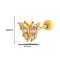 1 Piece Ear Cartilage Rings & Studs Simple Style Classic Style Heart Shape Flower Butterfly Copper Inlay Zircon Ear Cartilage Rings & Studs sku image 15