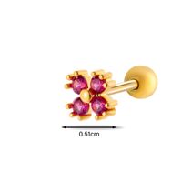 1 Piece Ear Cartilage Rings & Studs Simple Style Classic Style Heart Shape Flower Butterfly Copper Inlay Zircon Ear Cartilage Rings & Studs sku image 16