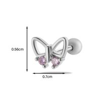 1 Piece Ear Cartilage Rings & Studs Simple Style Classic Style Heart Shape Flower Butterfly Copper Inlay Zircon Ear Cartilage Rings & Studs sku image 2