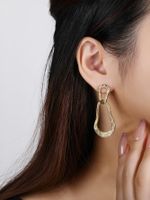1 Pair Elegant Lady Streetwear Solid Color Inlay Copper Zircon 18K Gold Plated Drop Earrings main image 4