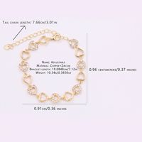 Wholesale Elegant Sweet Heart Shape Copper Plating Inlay 18K Gold Plated Zircon Bracelets main image 2
