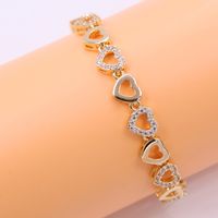 Wholesale Elegant Sweet Heart Shape Copper Plating Inlay 18K Gold Plated Zircon Bracelets main image 4