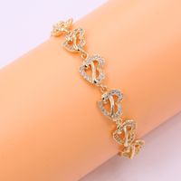 Wholesale Elegant Sweet Heart Shape Copper Plating Inlay 18K Gold Plated Zircon Bracelets main image 5