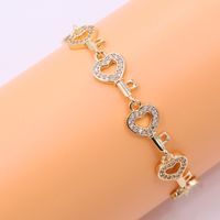 Wholesale Elegant Sweet Heart Shape Copper Plating Inlay 18K Gold Plated Zircon Bracelets sku image 1