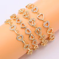 Wholesale Elegant Sweet Heart Shape Copper Plating Inlay 18K Gold Plated Zircon Bracelets sku image 5