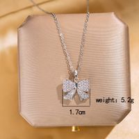304 Stainless Steel Copper Elegant Lady Modern Style Inlay Letter Butterfly Lock Acrylic Zircon Pendant Necklace main image 4