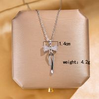304 Stainless Steel Copper Elegant Lady Modern Style Inlay Letter Butterfly Lock Acrylic Zircon Pendant Necklace main image 7