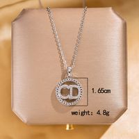 304 Stainless Steel Copper Elegant Lady Modern Style Inlay Letter Butterfly Lock Acrylic Zircon Pendant Necklace main image 3