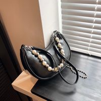 Women's Medium Pu Leather Solid Color Classic Style Beading Dumpling Shape Zipper Underarm Bag main image 4