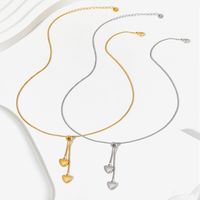 304 Stainless Steel 16K Gold Plated White Gold Plated Gold Plated Simple Style Classic Style Plating Heart Shape Pendant Necklace main image 2