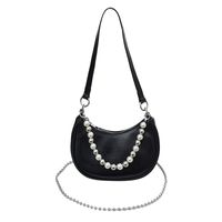 Women's Medium Pu Leather Solid Color Classic Style Beading Dumpling Shape Zipper Underarm Bag sku image 1