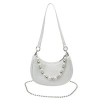 Women's Medium Pu Leather Solid Color Classic Style Beading Dumpling Shape Zipper Underarm Bag sku image 2