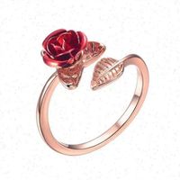 Style IG Dame Style Classique Rose Alliage Femmes Anneau Ouvert main image 3