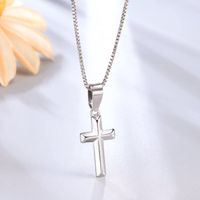 304 Stainless Steel Simple Style Classic Style Cross Pendant Necklace main image 1