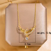 304 Stainless Steel Gold Plated Elegant Lady Streetwear Inlay Geometric Flower Butterfly Acrylic Zircon Pendant Necklace main image 4