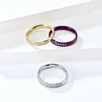 Simple Style Solid Color 304 Stainless Steel 18K Gold Plated Rhinestones Rings In Bulk main image 1