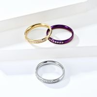 Simple Style Solid Color 304 Stainless Steel 18K Gold Plated Rhinestones Rings In Bulk main image 6